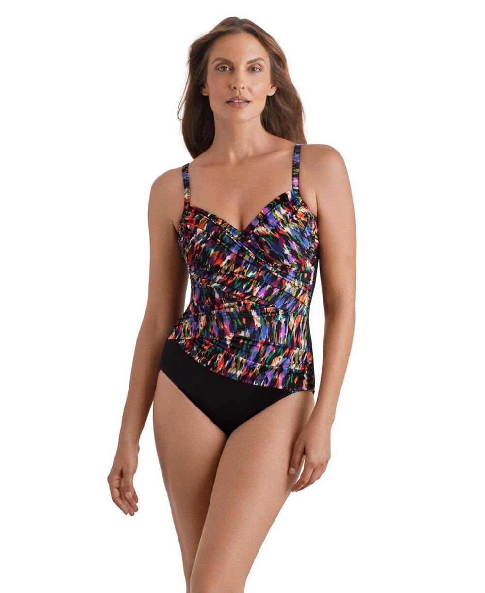 ShapeSolver Women's Pull-On One-Piece Swimsuit Multi Size 10 3521